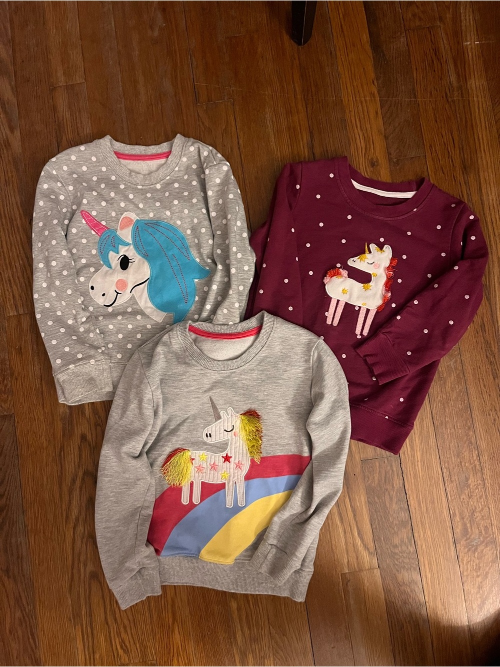 Lot of 3 three toddler unicorn sweatshirts